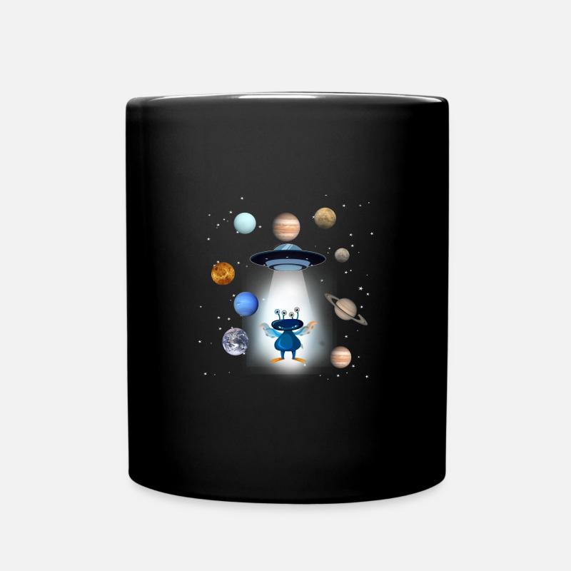 ufo,weltall,planeten,alien,astronaut,sterne - Tasse einfarbig - Schwarz