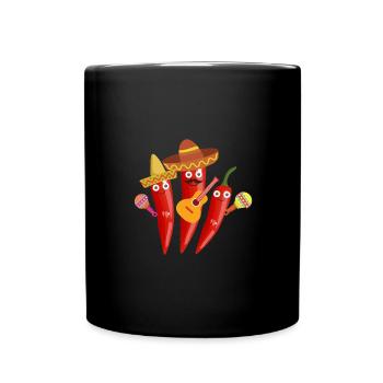 chillis, family,Mexico,mexican,mariachi - Full Colour Mug - black - Front