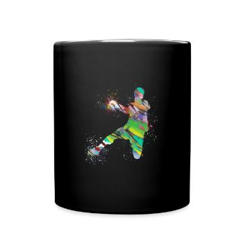 Handball, handballer, Beachhandball,Graffiti - Tasse einfarbig - Schwarz - Vorne