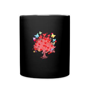 Tree of Life,Tree of Life,Hearts,Butterflies - Full Colour Mug - black - Front