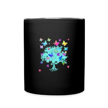Tree of Life,Tree of Life,Flowers,Butterflies - Full Colour Mug - black - Front
