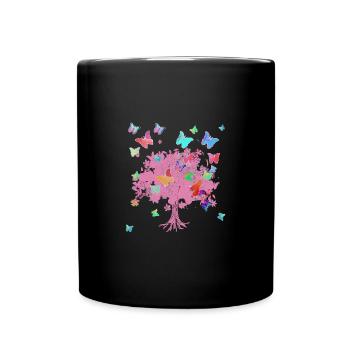 Tree of Life,Tree of Life,Flowers,Butterflies - Full Colour Mug - black - Front
