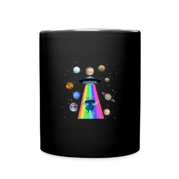 ufo,weltall,LGBT,Regenbogen,planeten - Tasse einfarbig - Schwarz - Vorne