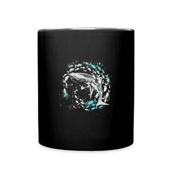 Shoal of fish,fish,painting,graffiti,shark - Full Colour Mug - black - Front