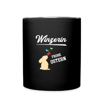 Winzerin Ostern Geschenk Winzerei Weinbäuerin Wein - Tasse einfarbig - Schwarz - Vorne