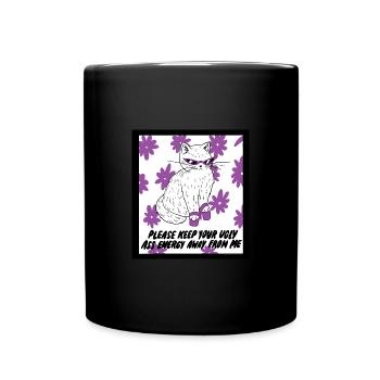 Feministisches Katzen-Statement No Negative Vibes - Tasse einfarbig - Schwarz - Vorne