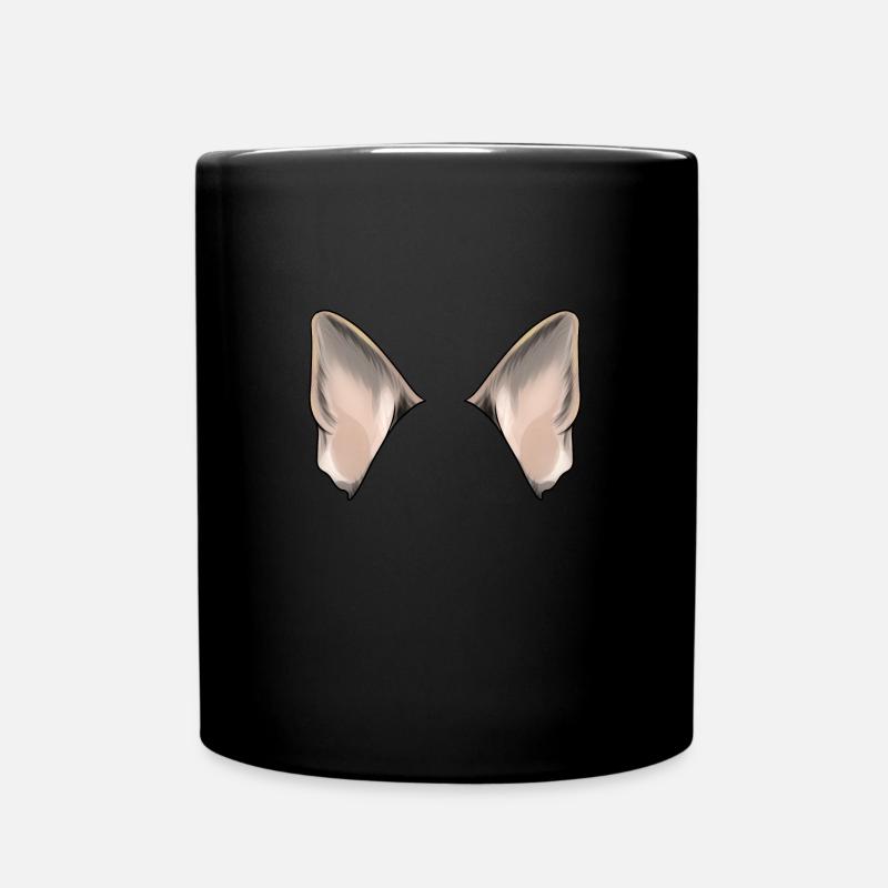 Hundeohren eines Schäferhundes - Tasse einfarbig - Schwarz