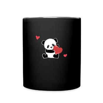 Panda Love Hearts Animal Sweet - Full Colour Mug - black - Front