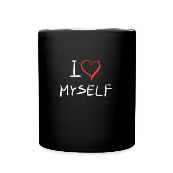 ich liebe mich herz text - Tasse einfarbig - Schwarz - Vorne