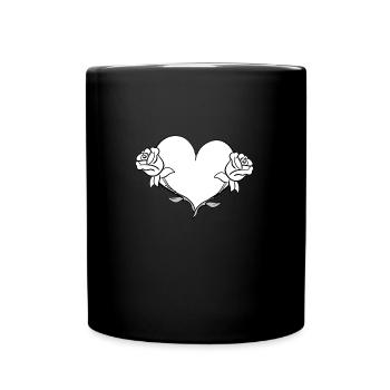 rose blume herz form symbol blumen - Tasse einfarbig - Schwarz - Vorne
