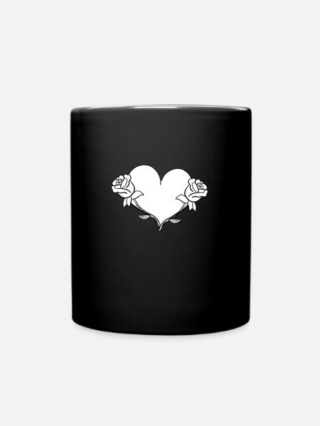 rose blume herz form symbol blumen - Tasse einfarbig - Schwarz