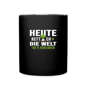 vegetarier bio vegetarisch veganlife "Rettich" - Tasse einfarbig - Schwarz - Vorne