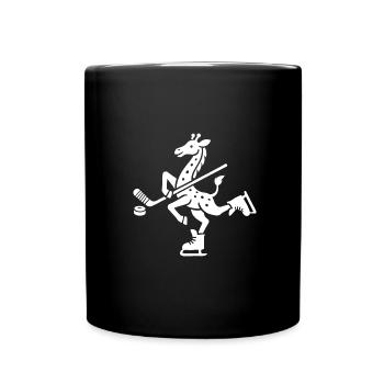 Giraffe Eishockey Silhouette Minimalistischer Puck - Tasse einfarbig - Schwarz - Vorne