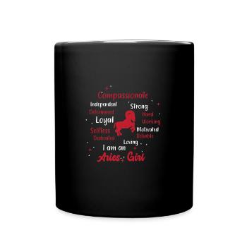 Sternzeichen Widder - Tasse einfarbig - Schwarz - Vorne