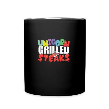 Einhorn Grillparty T-Shirt für Mann und Frau - Tasse einfarbig - Schwarz - Vorne