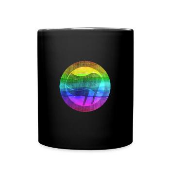 Flag Rainbow against Fascism - Full Colour Mug - black - Front