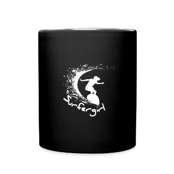 Surfergirl Welle Surfboard - Tasse einfarbig - Schwarz - Vorne