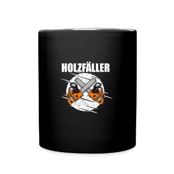 Holzfäller Säge - Tasse einfarbig - Schwarz - Vorne