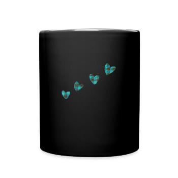 Vêtements en tissu 4 cœurs bleu - Mug uni - noir - Devant