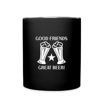BIER FREUNDE BBQ PARTIE URLAUB GRILLEN GRILL MOTIV - Tasse einfarbig - Schwarz - Vorne