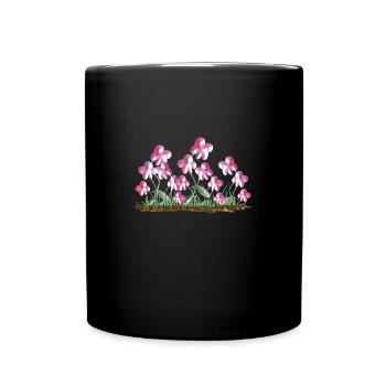 fleurs roses symbole plante scintillante - Mug uni - noir - Devant