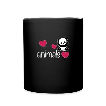Bear Panda trois cœurs amour animal - Mug uni - noir - Devant