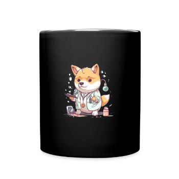japanisch Hund Shiba Inu als Arzt Wissenschaftler - Tasse einfarbig - Schwarz - Vorne