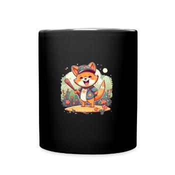 japanisch Hund Shiba Inu Sport Baseball - Tasse einfarbig - Schwarz - Vorne