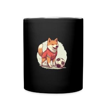 Japanese dog Shiba Inu soccer sports hobby - Full Colour Mug - black - Front