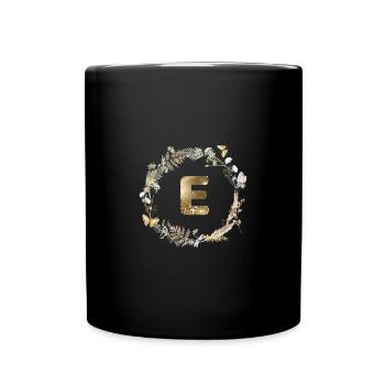 E Monogramme paillettes Boho Couronne - Mug uni - noir - Devant