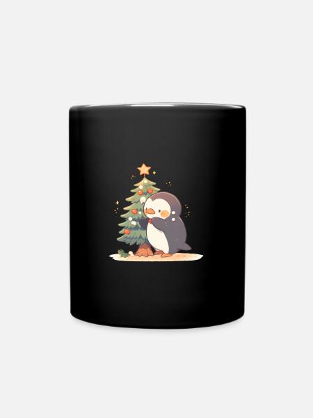 Christmas tree penguin - Tasse einfarbig - Schwarz