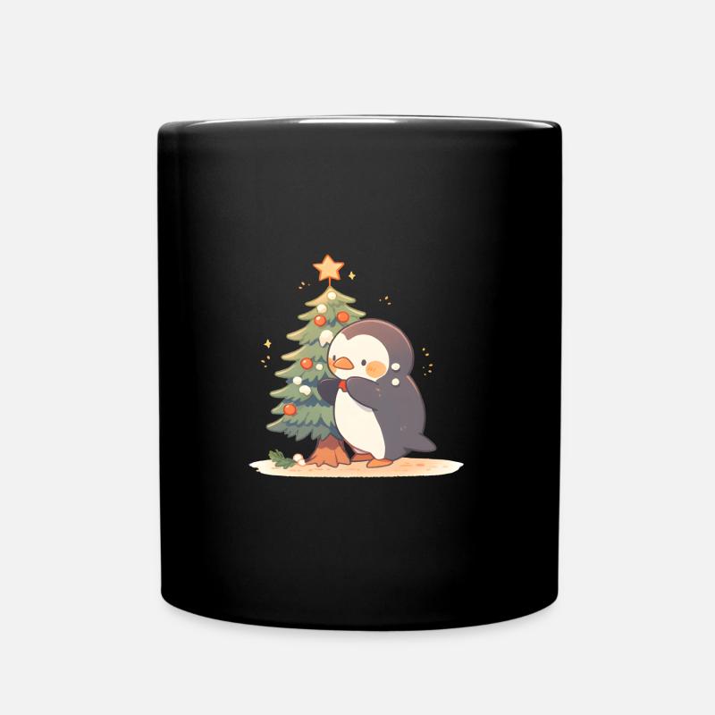 Christmas tree penguin - Tasse einfarbig - Schwarz