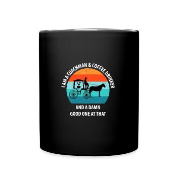 Kutscher Kutsche Pferdekutscher Kaffee - Tasse einfarbig - Schwarz - Vorne