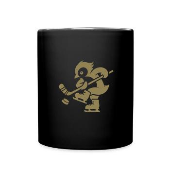 Pinguin Eishockey Minimalistische Spieler - Tasse einfarbig - Schwarz - Vorne