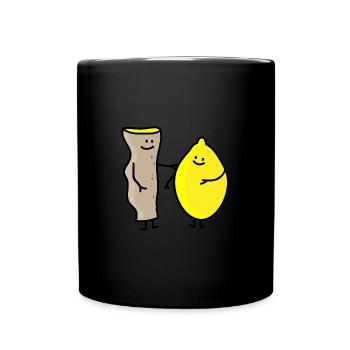 Ingwer und Zitrone - Tasse einfarbig - Schwarz - Vorne
