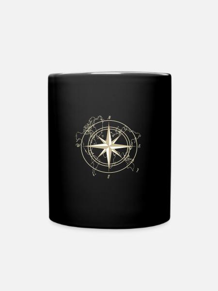 Boussole Monde Voyage Points Cardinals Cadeau - Mug uni - noir
