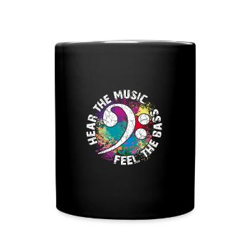 Feel the bass. Bass clef - Full Colour Mug - black - Front