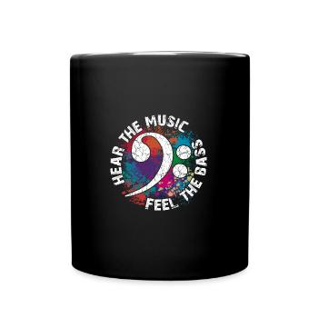 Spüre den Bass - Tasse einfarbig - Schwarz - Vorne