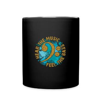 Feel the bass. Bass clef - Full Colour Mug - black - Front