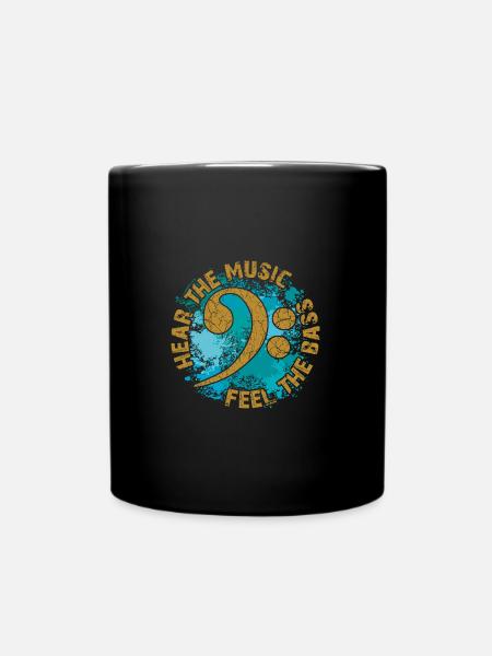 Feel the bass. Bass clef - Full Colour Mug - black