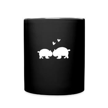 Panda Liebe Liebespaar Tier Tiere - Tasse einfarbig - Schwarz - Vorne