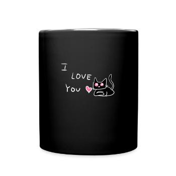 ich liebe dich katze tier - Tasse einfarbig - Schwarz - Vorne