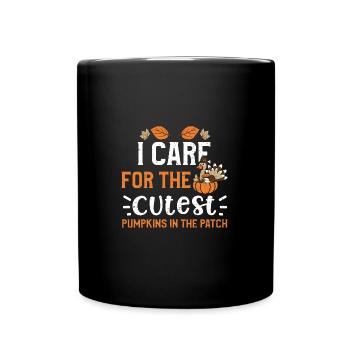 I Care For The Cutest Pumpkins I... - Tasse einfarbig - Schwarz - Vorne