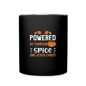 Powered By Pumpkin Spice And Jes... - Tasse einfarbig - Schwarz - Vorne
