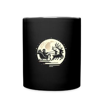 Santa Schlittenfahrt im Mondschein - Tasse einfarbig - Schwarz - Vorne