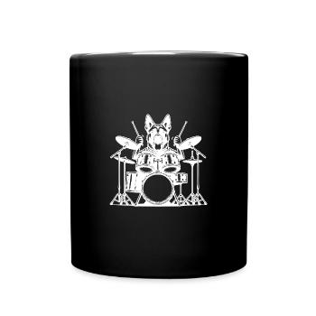 Tambour pour chien Malinois en blanc - Mug uni - noir - Devant