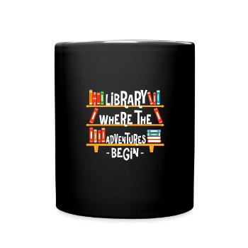 Bibliothèque Là où les aventures commencent - Coloré - Mug uni - noir - Devant