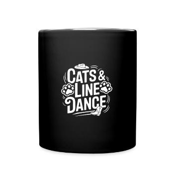 Ich liebe meine Katze und Line Dance - Tasse einfarbig - Schwarz - Vorne