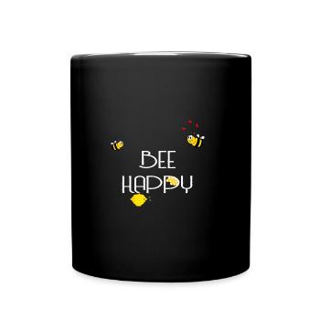 Bee Happy - Tasse einfarbig - Schwarz - Vorne