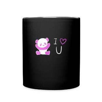 pink panda I love you - Full Colour Mug - black - Front